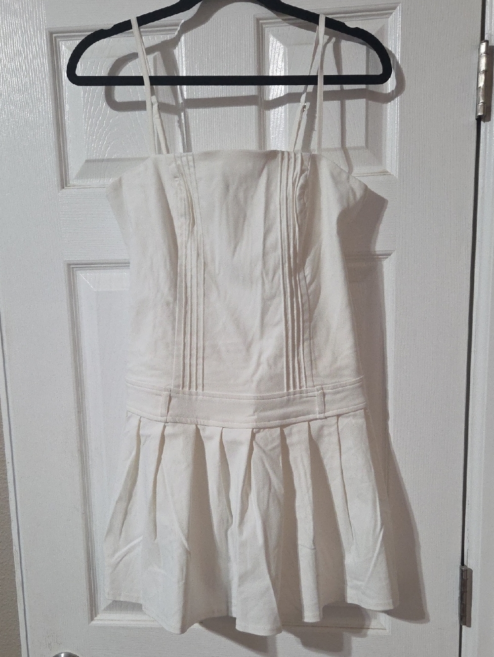 Wild Fable White Adjustable Strap Pleated Mini Dress
